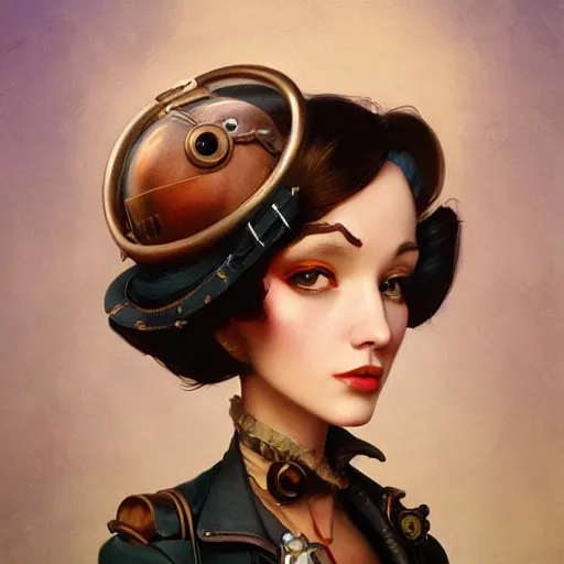 Image similar to lofi steampunk portrait pixar style by Jonathan Yeo and Tom Bagshaw and Joe Fenton