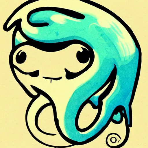 Prompt: funny little cute drawing of a stylized squid, digital art