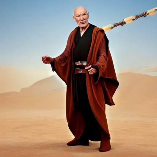 Image similar to Sir Patrick Stewart as Obi-Wan Kenobi