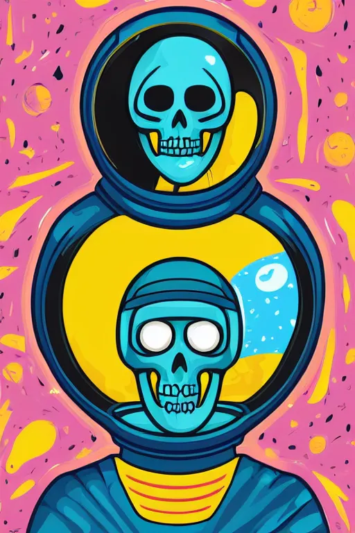 Image similar to portrait of a astronaut skeletor, art by steve simpson, sticker, colorful, illustration, highly detailed, simple, smooth and clean vector curves, no jagged lines, vector art, smooth