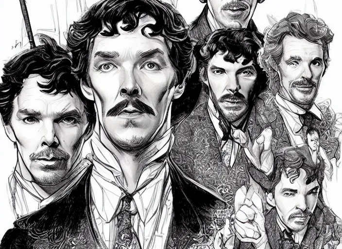 Image similar to a highly detailed sherlock portrait of stephen strange, james gurney, james jean