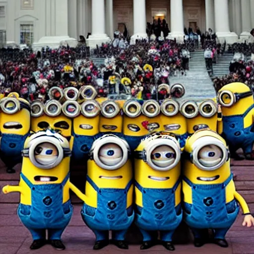 Prompt: minions taking over the capitol in Washington D.C.