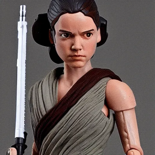 Image similar to Rey from Star Wars as an action figure.