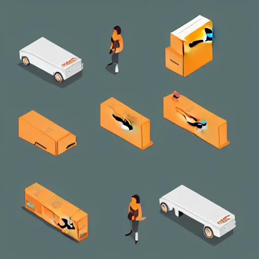 Prompt: isometric flat art of an amazon seller