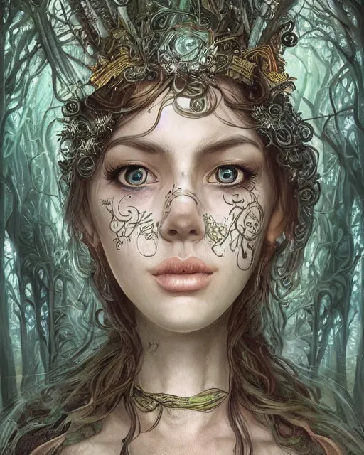 Image similar to A maid in a magical forest, beautiful face, very detailed face, fantasy art, in the style of JOHN STEPHENS, illustration, epic, fantasy, intricate, hyper detailed, artstation, concept art, smooth, sharp focus