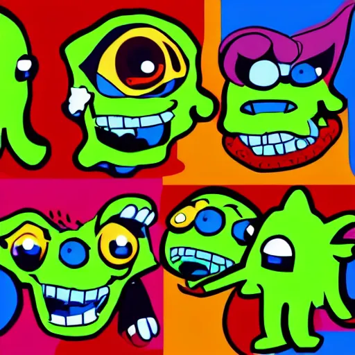Prompt: acid monsters, art style by jimmy alonzo, trending on deviant art, toon shader, cartoon style