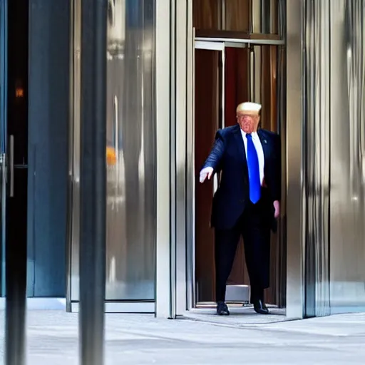 Prompt: UHD candid color photo of a half-dressed, terrified Donald Trump hiding from FBI agents searching his apartment in Trump Tower, accurate faces, UHD, photorealistic, correct face, photo by Getty Images no watermwark