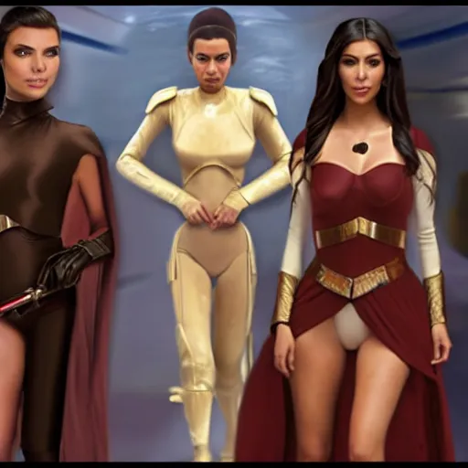 Image similar to victoria justice with kim kardashian body as princess padme in star wars episode 3, 8 k resolution, cinematic lighting, anatomically correct