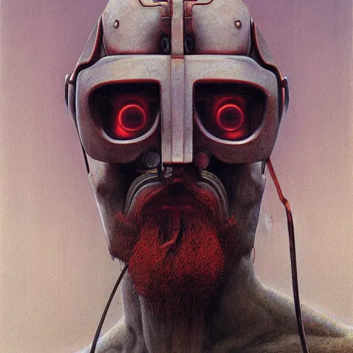 Prompt: a portrait of Gordon Freeman in his HEV suit by Beksinski