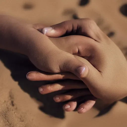 Prompt: hands holding a face made of sand vanishing, photorrealistic, 8 k