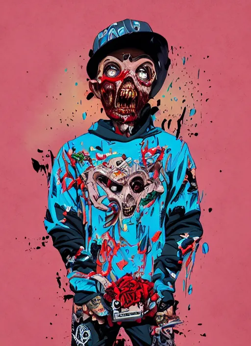 Image similar to zombie skater full body hiphop streetwear drip, tristan eaton, victo ngai, artgerm, rhads, ross draws