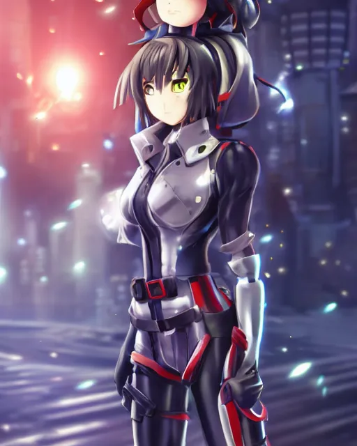 Image similar to full body portrait of anime girl in mechanic armor in night tokyo screenshot of anime by makoto sinkai, perfect face, fine details