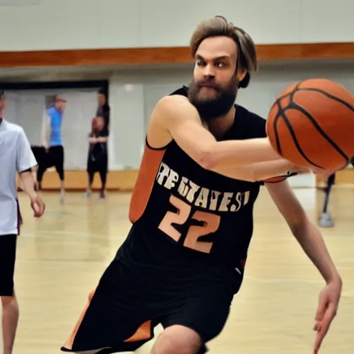 Prompt: pewdiepie playing basketball