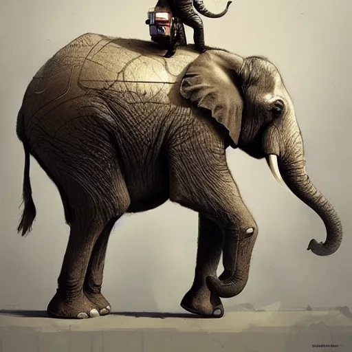 Image similar to elephant🤖, Greg rutkowski, Trending artstation, cinematográfica, digital Art