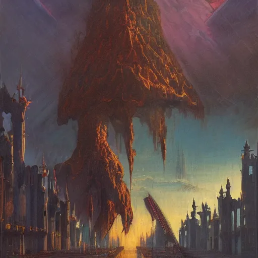 Image similar to menacing deeds of house medici, in the style of bruce pennington and jeff easley, 8 k resolution