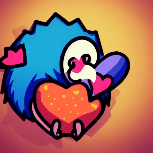 Image similar to cute hedgehog heart love laughing cute adorable emote twitch waving lineart