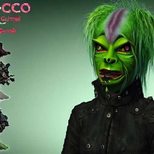 Image similar to eco gotch punk female goblin, 8k