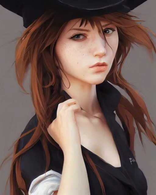 Prompt: portrait of a witch, girl cute-fine-face, pretty face, realistic shaded Perfect face, fine details. Anime. realistic shaded lighting by Ilya Kuvshinov Giuseppe Dangelico Pino and Michael Garmash and Rob Rey, IAMAG premiere, aaaa achievement collection, elegant freckles, fabulous