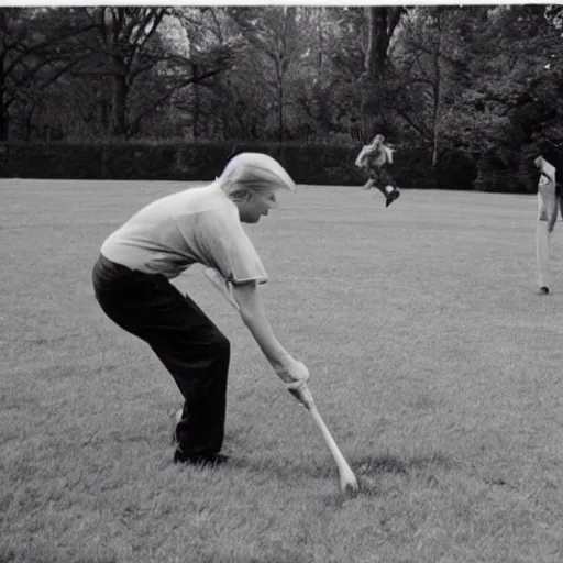 Image similar to a photo of donald trump at age 1 8 playing with his friends in the park