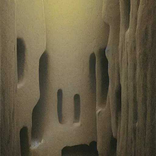 Image similar to Cavern. Tumorous. Eerie. Haunted. Zdzisaw Beksinski