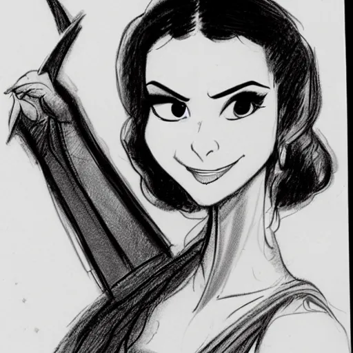 Image similar to milt kahl sketch of victoria justice as princess padme from star wars episode 3