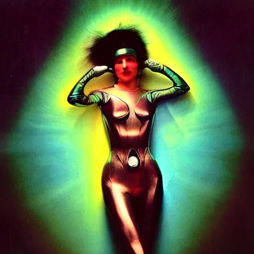 Prompt: extremely beautiful futuristic super schizophrenic psychedelic prismatic superhuman, lush detail, national geographic, steichen, herb ritts, roger deakins, anne leibovitz, alphonse mucha, art deco, sharp focus, ultra - realistic, hyperrealism, isotonic, beautiful radiant madwoman, super schizophrenic superhuman superhero, illuminated, volumetric light