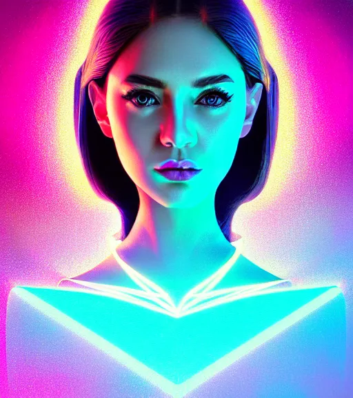 Image similar to symmetry!! latina princess of technology, solid cube of light, hard edges, product render retro - futuristic poster scifi, lasers and neon circuits, beautiful woman latina princess, intricate, elegant, highly detailed, digital painting, artstation, concept art, smooth, sharp focus, illustration, dreamlike, art by artgerm