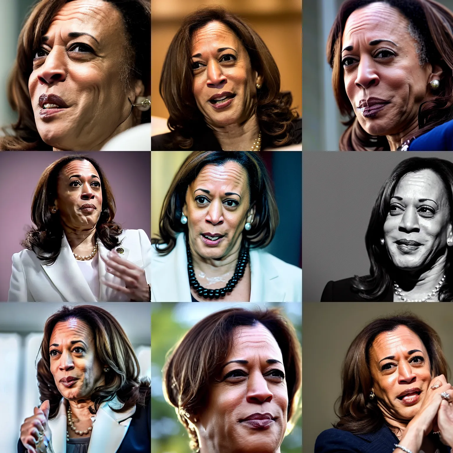 Prompt: a cinematic film still of kamala harris with a whitish, sticky liquid that has a jelly - like texture that is dripping off of her face. viscous, her face is coated in a whitish, sticky liquid that has a jelly - like texture. 2 0 2 2