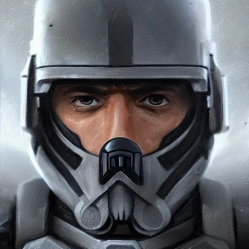 Image similar to portrait of a man by greg rutkowski, a soldier of the galactic federation wearing a gray and black tactical gear, star wars expanded universe, highly detailed portrait, digital painting, artstation, concept art, smooth, sharp foccus ilustration, artstation hq