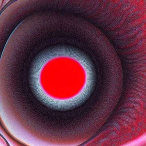 Image similar to a detailed extremely close up of inside the iris, cornea, red image, microscopic, extremely close up drawing by junji ito, cgsociety, generative art, lovecraftian, parallax, cosmic horror, extremely detailed, hyperrealism, unreal engine, octane render, award winning, masterpiece, highly detailed, realistic, 4 k, digital