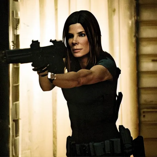 Prompt: Sandra bullock in resident evil