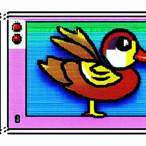 Image similar to A picture of a duck, ZX Spectrum graphics style