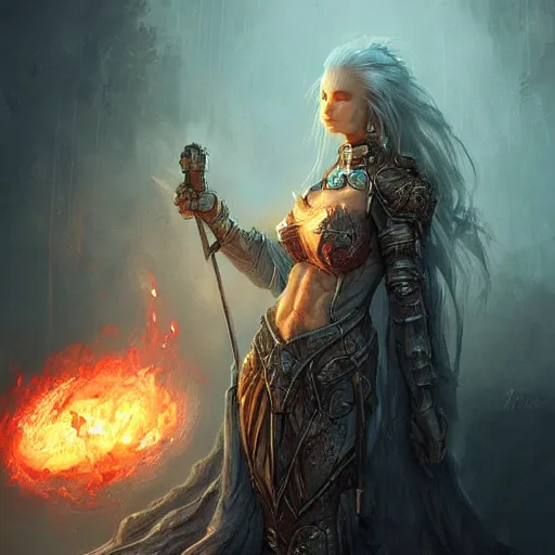 Prompt: Diaper Imbued with the Power of Fire, armored goddess, fantasy, magic, digital art, professional art by Seb McKinnon and WLOP and artgerm, illustration