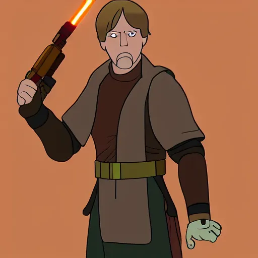 Prompt: luke skywalker as a character in futurama, animated, detailed, artstation
