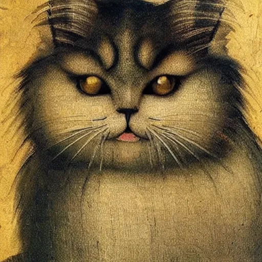 Image similar to a persian cat portrait by Leonardo da Vinci