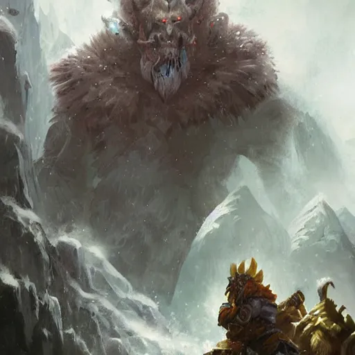 Prompt: the hero mountain king from the game warcraft 3, oil painting, by greg rutkowski