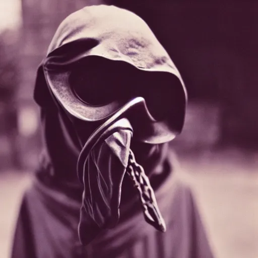 Image similar to 3 5 mm photo of a plague doctor, portrait