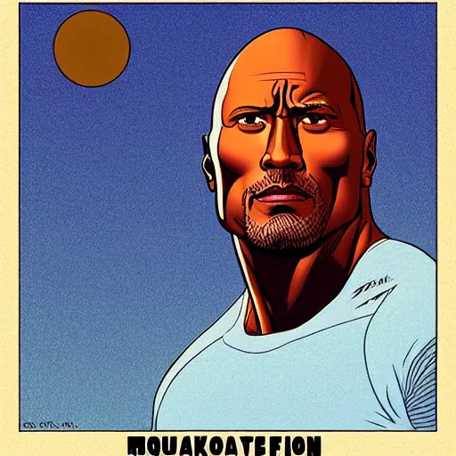 Image similar to “ dwayne johnson retro minimalist portrait by jean giraud, moebius starwatcher comic, 8 k ”