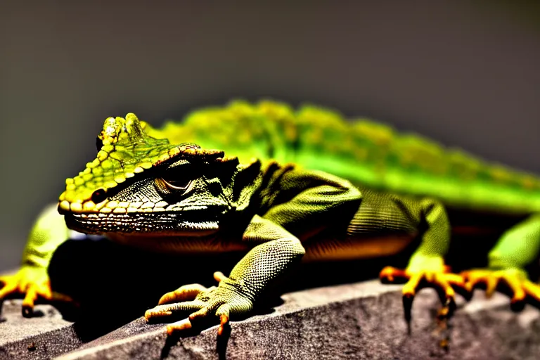 Image similar to very sad lizard looks into the lens, professional shooting, many details, high quality, 8 k