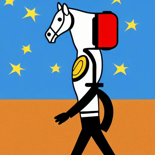 Prompt: astronaut with leg horse on his head