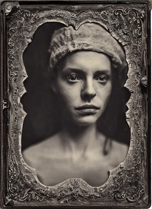 Prompt: old wetplate daguerreotype portrait wretched war by damian hirst, explosion of data fragments, fractal, intricate, elegant, highly detailed, parallax, leica, medium format, subsurface scattering, by marie harnett