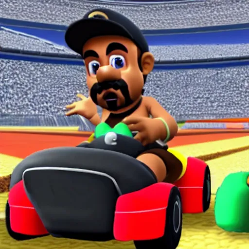 Prompt: Kanye West in Mario Kart Wii n 10