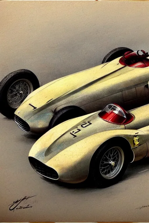 Prompt: (((((1950s racing Ferrari . muted colors.))))) by Jean-Baptiste Monge !!!!!!!!!!!!!!!!!!!!!!!!!!!