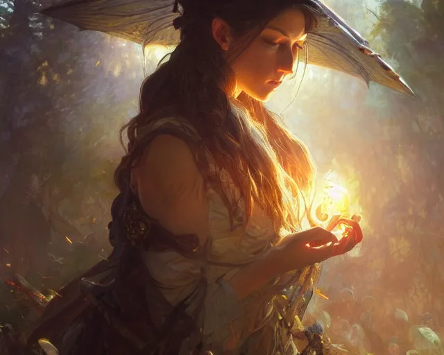 Image similar to photography of frederick mccubbin, deep focus, d & d and mtg, fantasy, intricate, elegant, highly detailed, digital painting, artstation, concept art, matte, sharp focus, illustration, hearthstone, art by artgerm and greg rutkowski and alphonse mucha