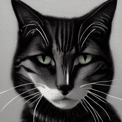 Image similar to portrait of a cat, trending on artstation, by wayne mcloughlin, backlighting