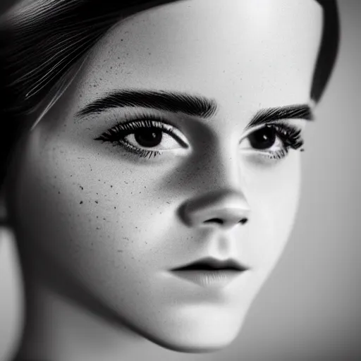 Image similar to close up photo of a small origami emma watson, cinematic, shallow dof, 3 5 mm, 4 k, macro