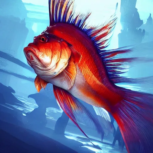 Image similar to fighting fish, artstation, cgsociety, award-winning, masterpiece, stunning, beautiful, glorious, powerful