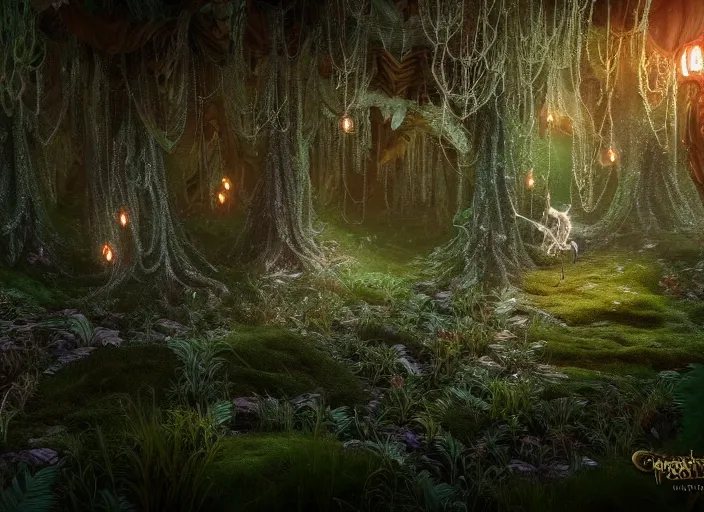 Image similar to crystal spider in a magical forest. highly detailed 8 k. intricate. lifelike. soft light. fantasy horror style. cinematic post - processing