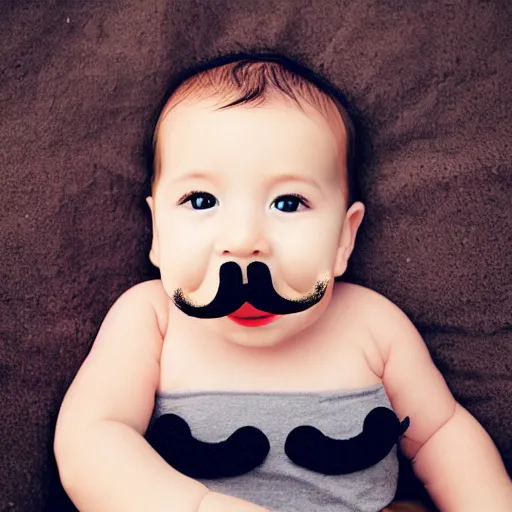 Prompt: baby with mustache