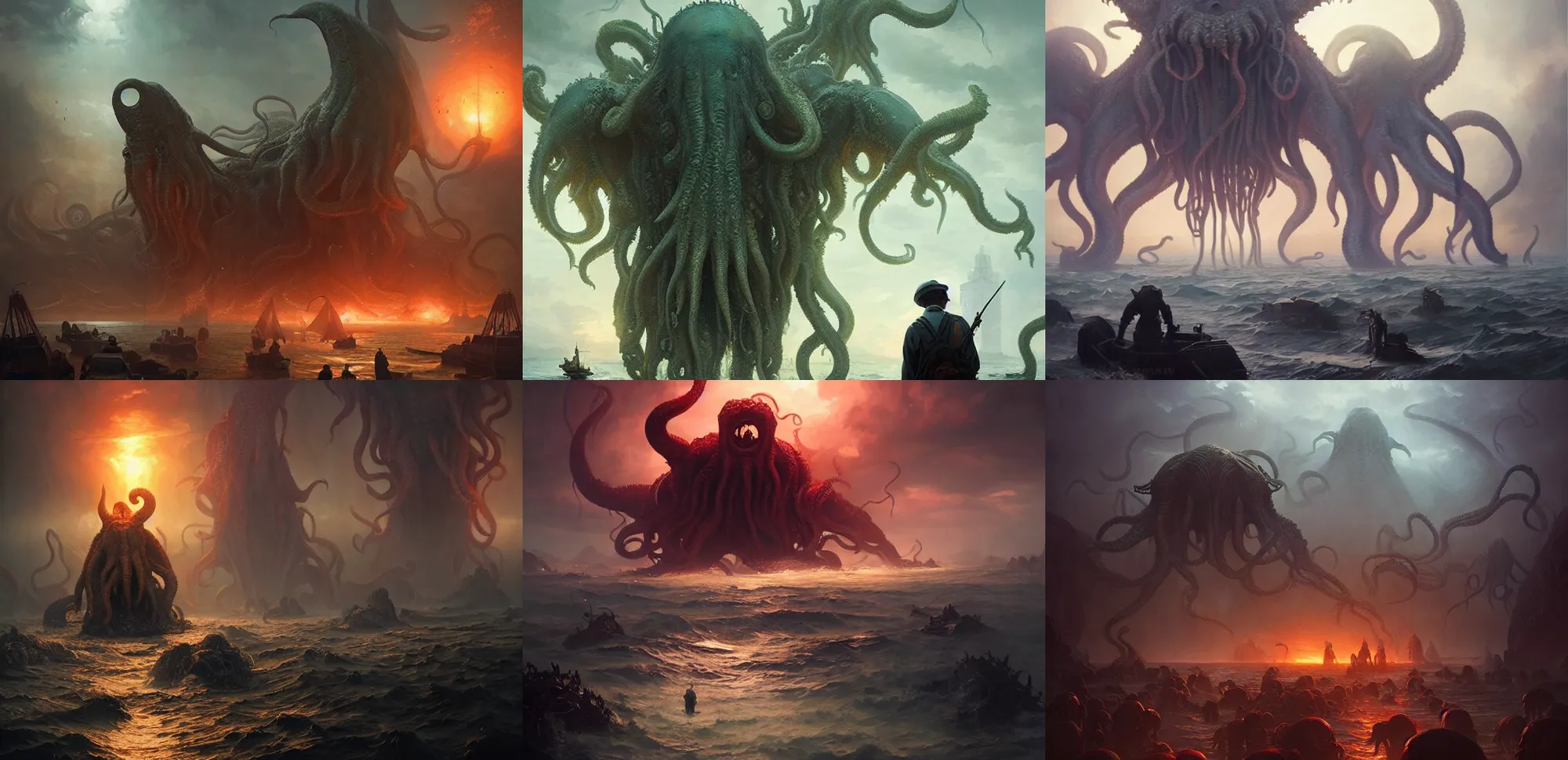 Prompt: Invasion of cthulhu to Thailand by Greg Rutkowski. horror. surreal. digital art. trending on artstation. HD. 8K. highly detailed. good lighting. beautiful. epic. masterpiece.